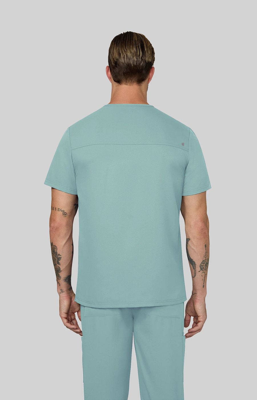 Cureology Stasis Men's 3-Pocket V-Neck Scrub Top Sage