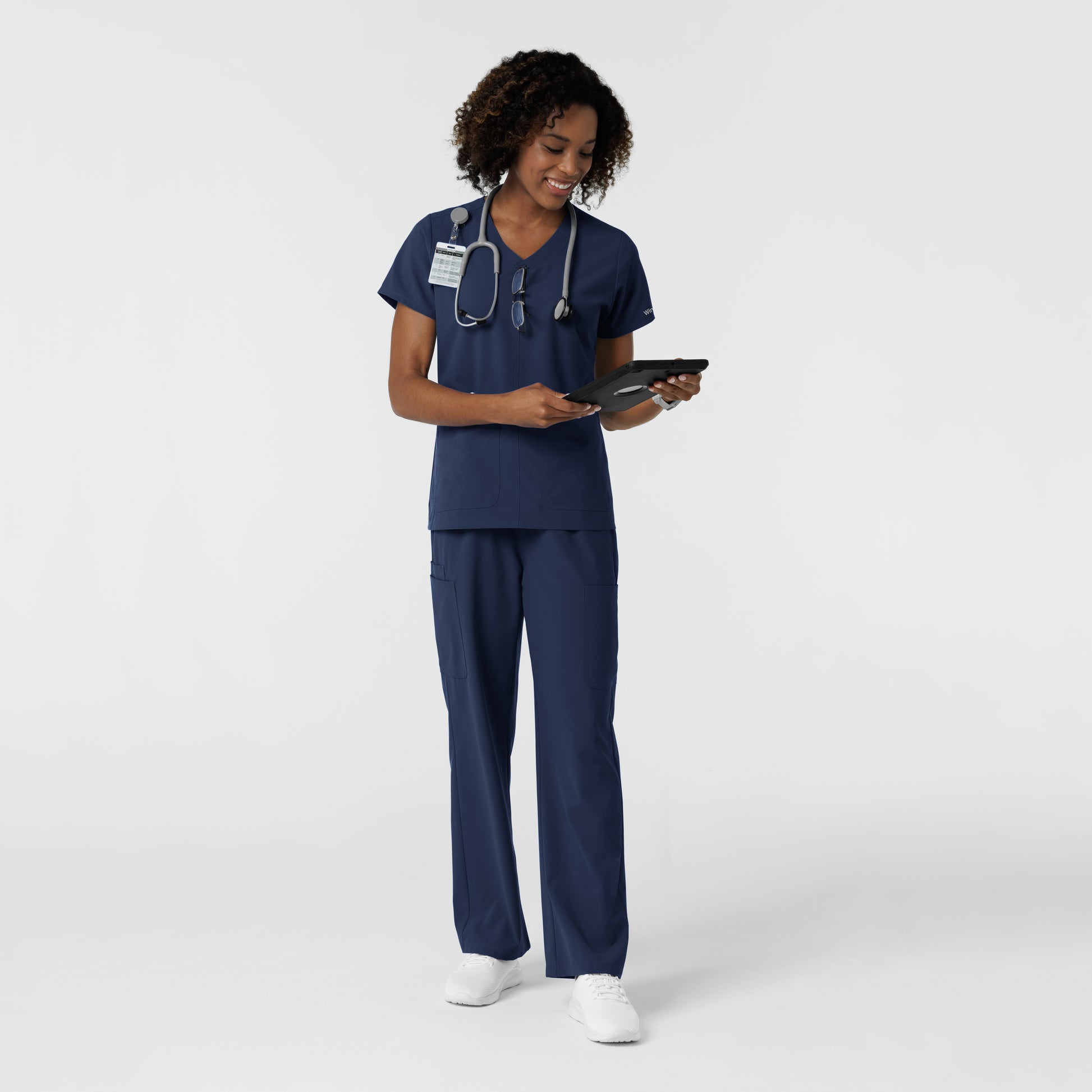 NURTUR 5180 Women's Straight Leg Cargo Scrub Pants Navy
