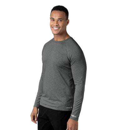 Force Sub-Scrubs C32009 Men's Performance Long Sleeve Tee Pewter Heather Model Image Right Side | Carhartt