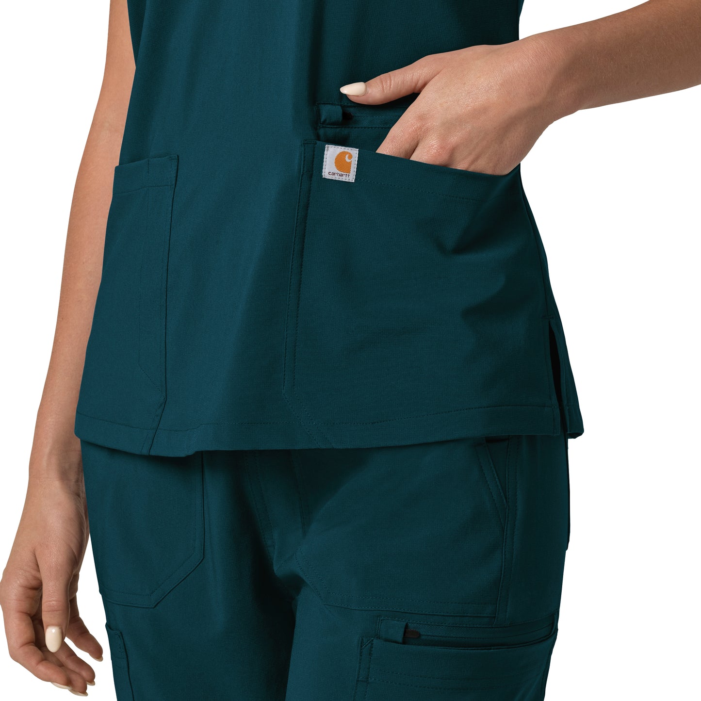 Force Cross-Flex C13210 Flex Panel V-Neck Scrub Top Caribbean Model Image Alternate | Carhartt