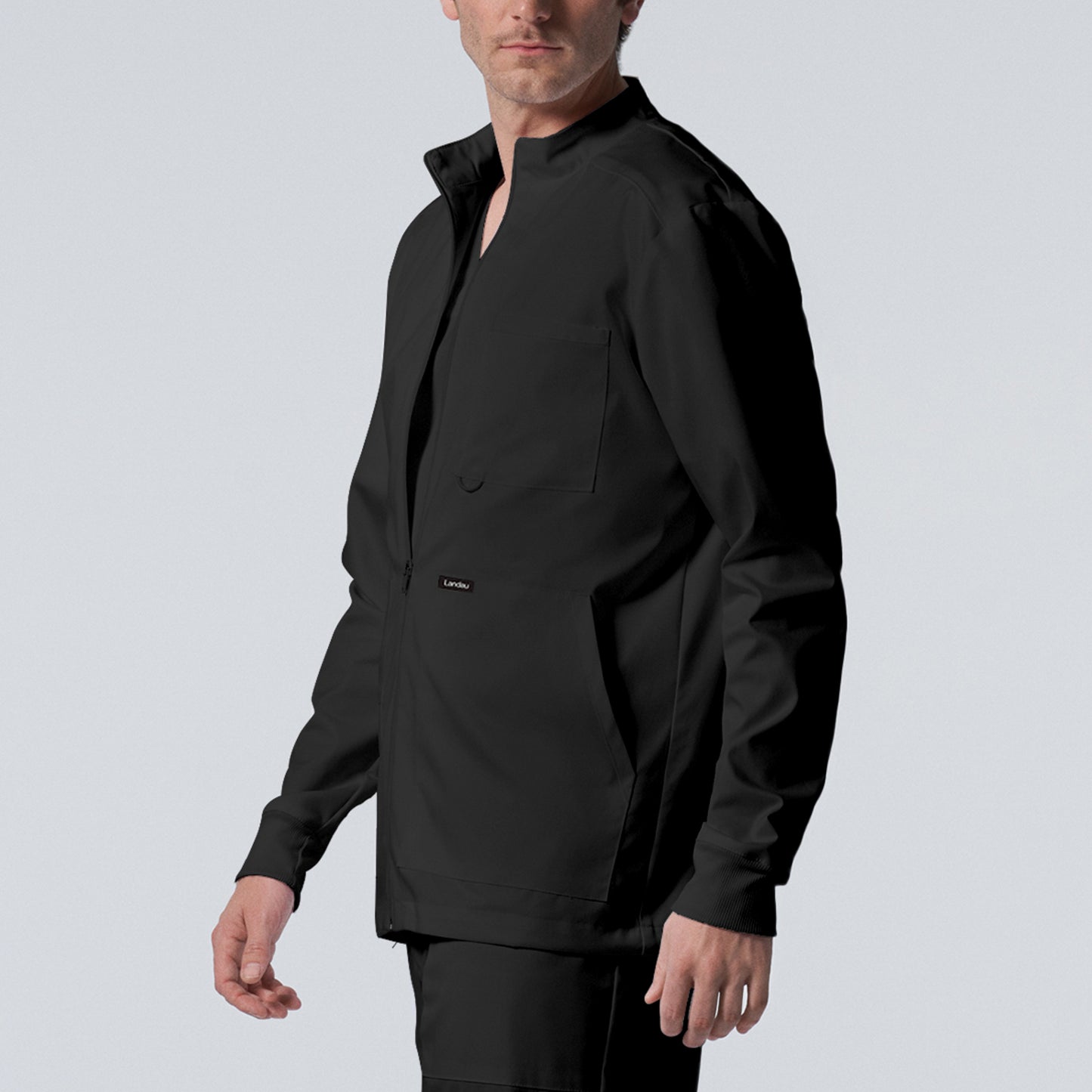 ProFlex LJ702 Men's 4 Pocket Scrub Jacket Black Image