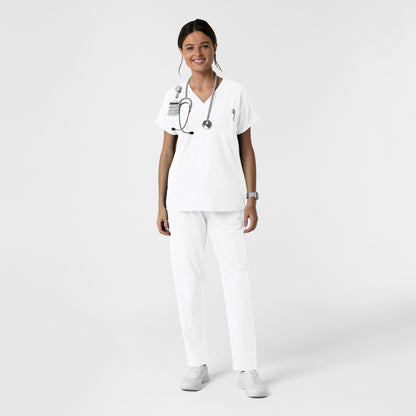 NURTUR 6280 Women's Drop Shoulder Tunic Scrub Top White