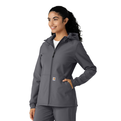 Layers C85023 Bonded Fleece Hoodie Pewter Model Image Right Side | Carhartt