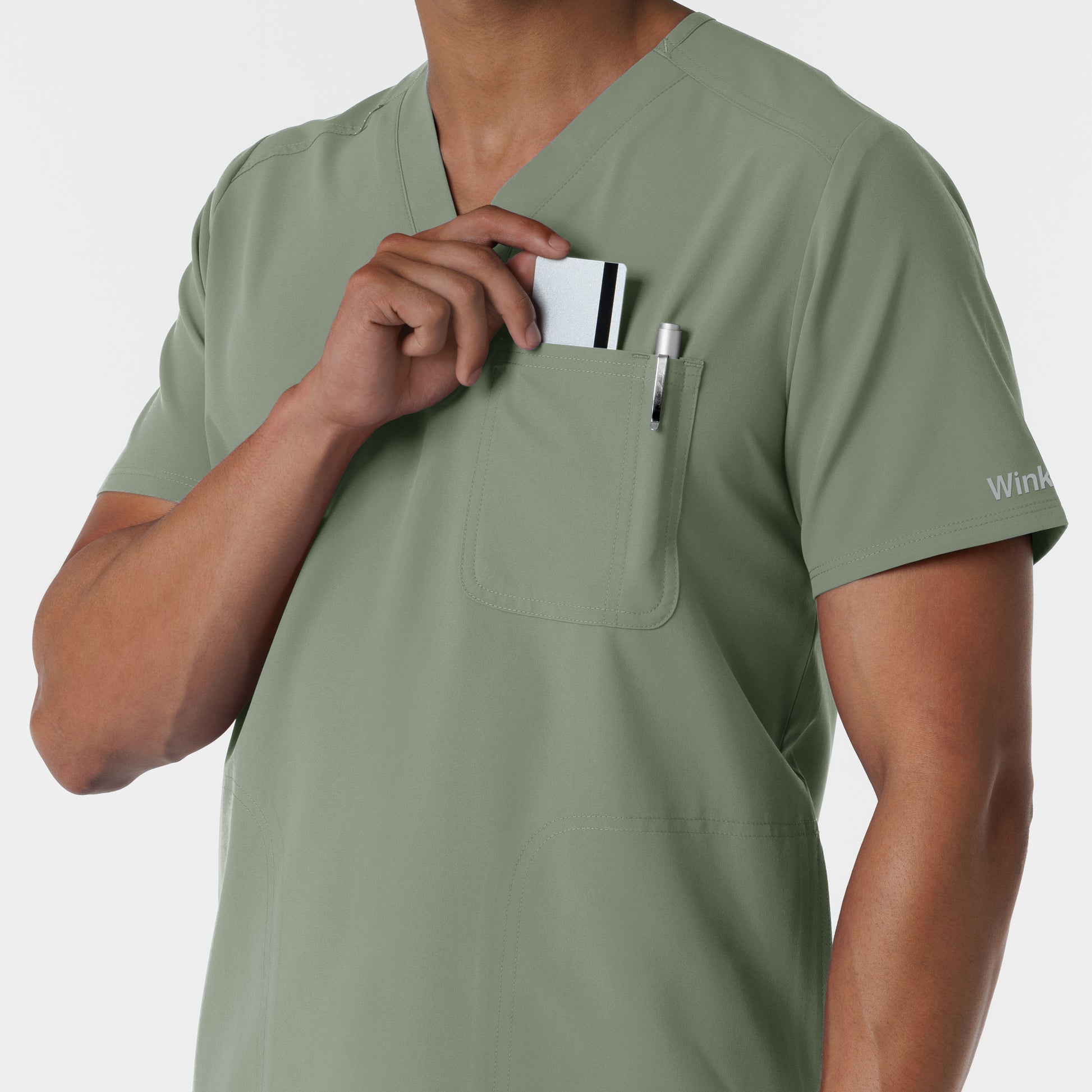 NURTUR 6380 Men's V-Neck Scrub Top Sage