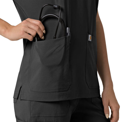 Force Cross-Flex C13110 Oversized V-Neck Scrub Top Black Model Image Alternate | Carhartt