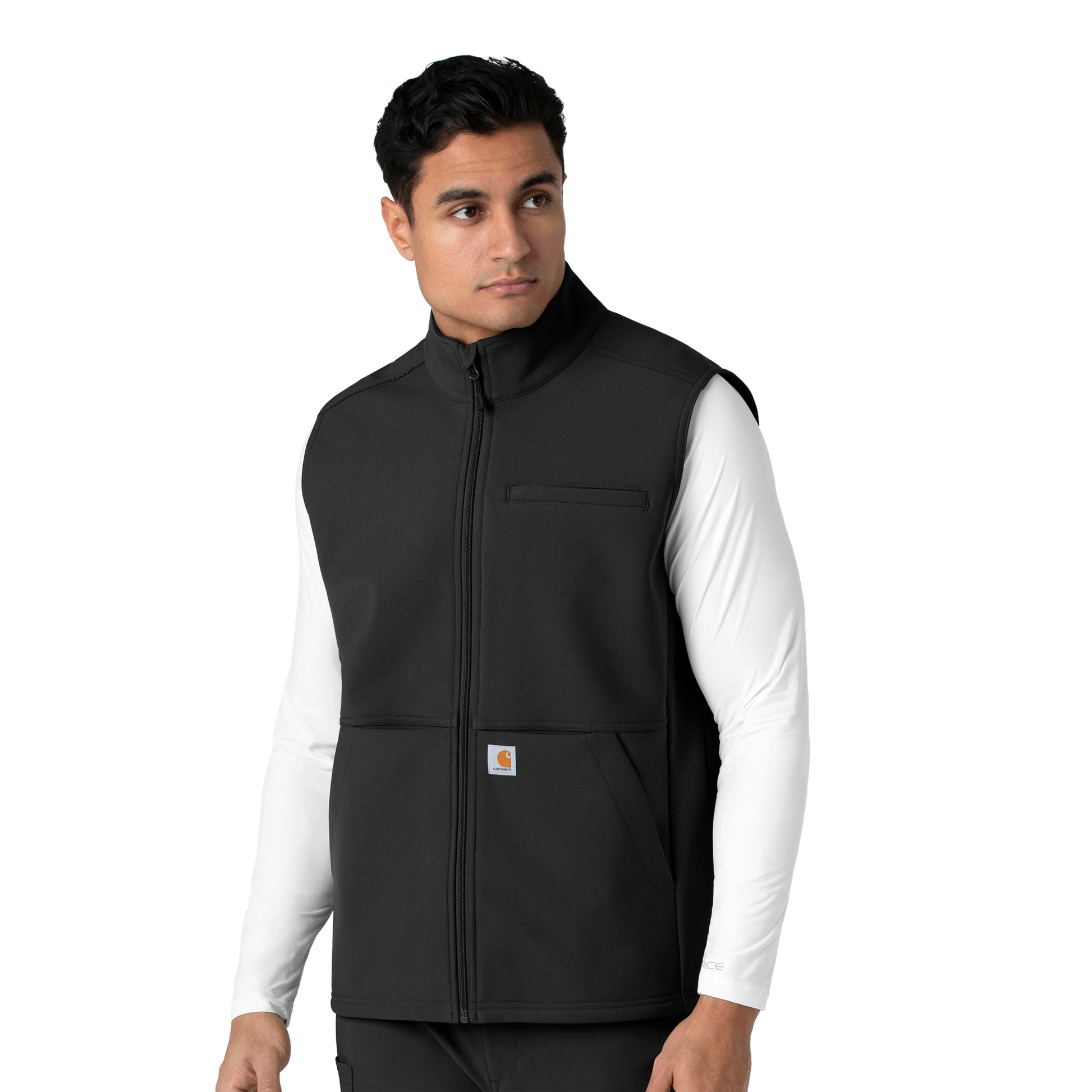 Rugged Flex C82023 Men's Bonded Fleece Vest Black Model Image Left Side | Carhartt