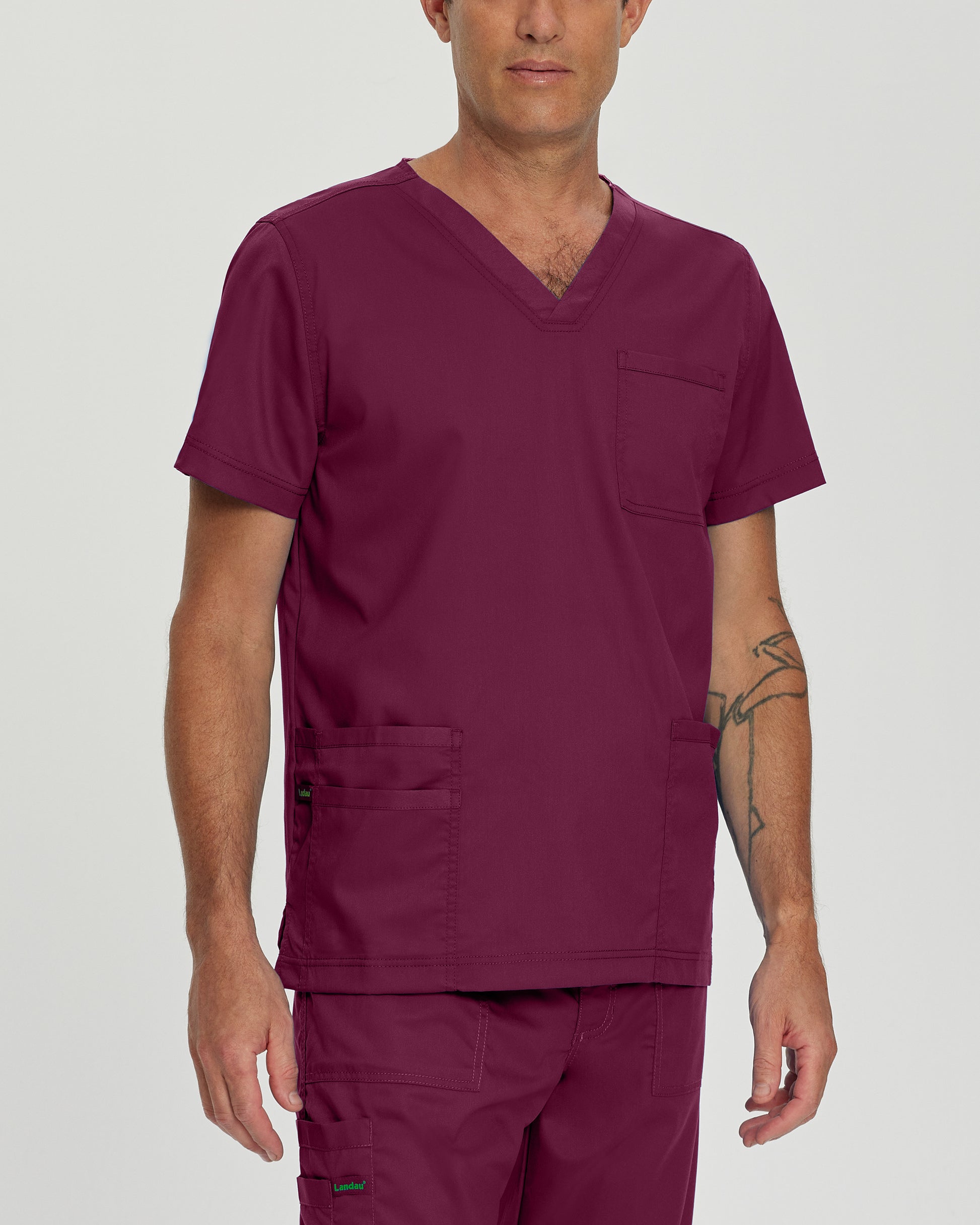 ProFlex 4253 Men's 4 Pocket V Neck Scrub Top Wine Image