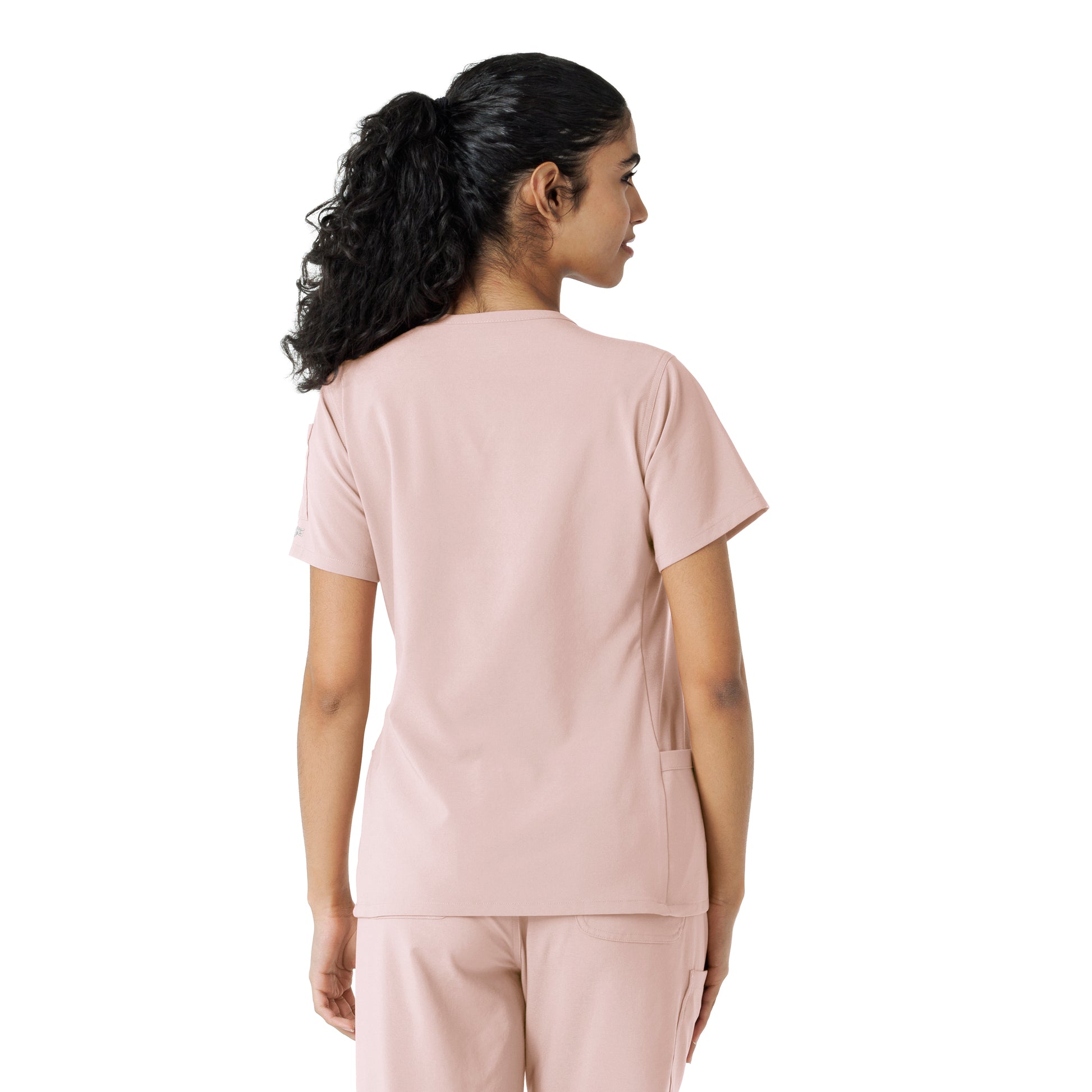 Force Cross-Flex C13310 Women's Knit Panel Scrub Top Soft Rose