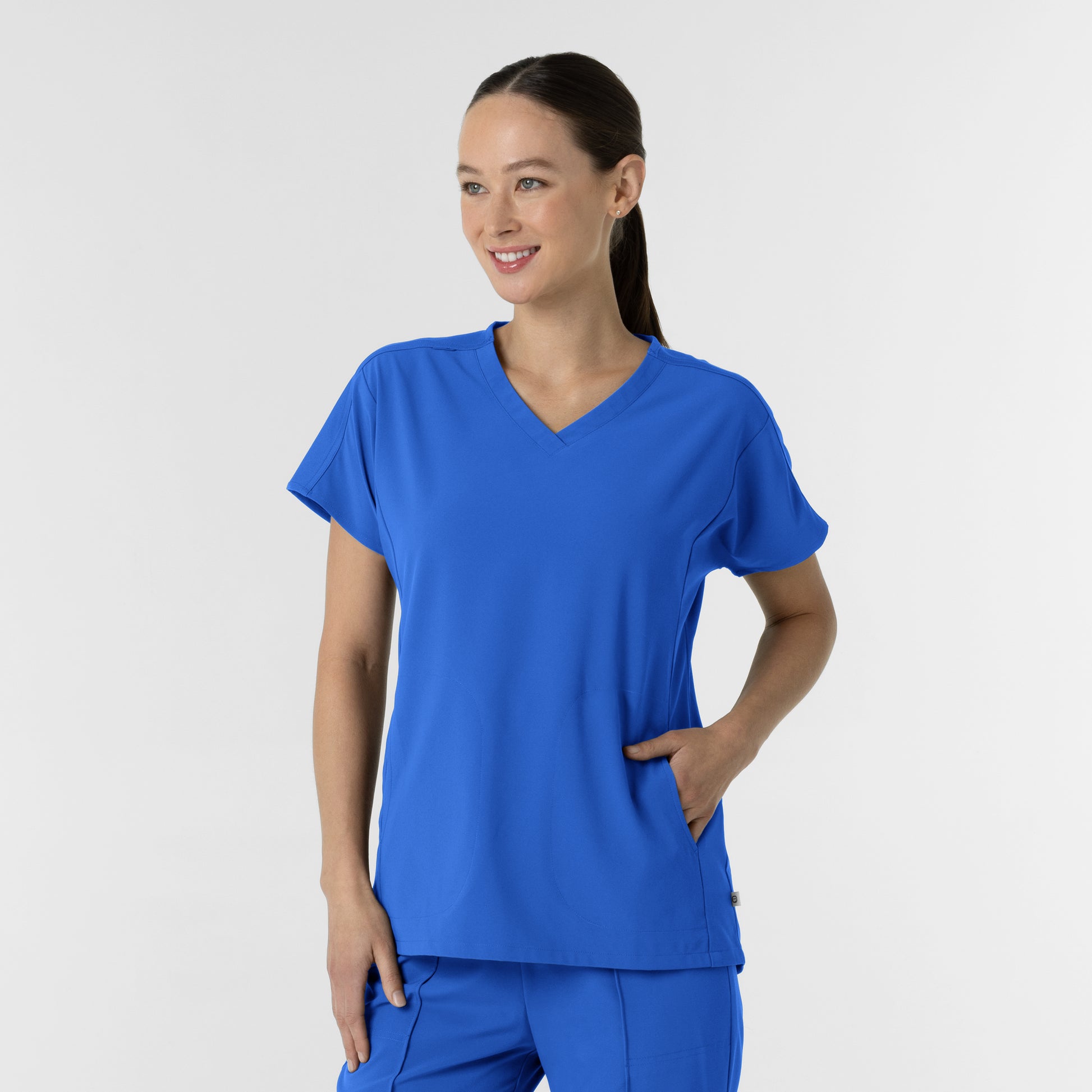 RENEW 6154 Women's V-Neck Tunic Scrub Top Royal