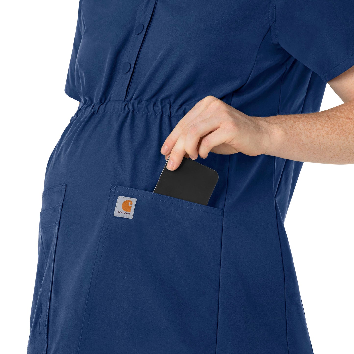 Force Essentials C14113 Henley Maternity Scrub Top Navy Model Image Alternate | Carhartt