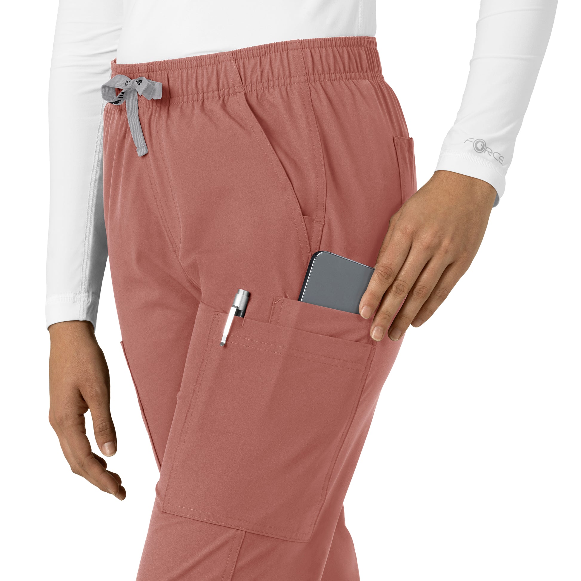 Force Essentials C51213 Straight Leg Scrub Pants Wildrose Model Image Left Side | Carhartt