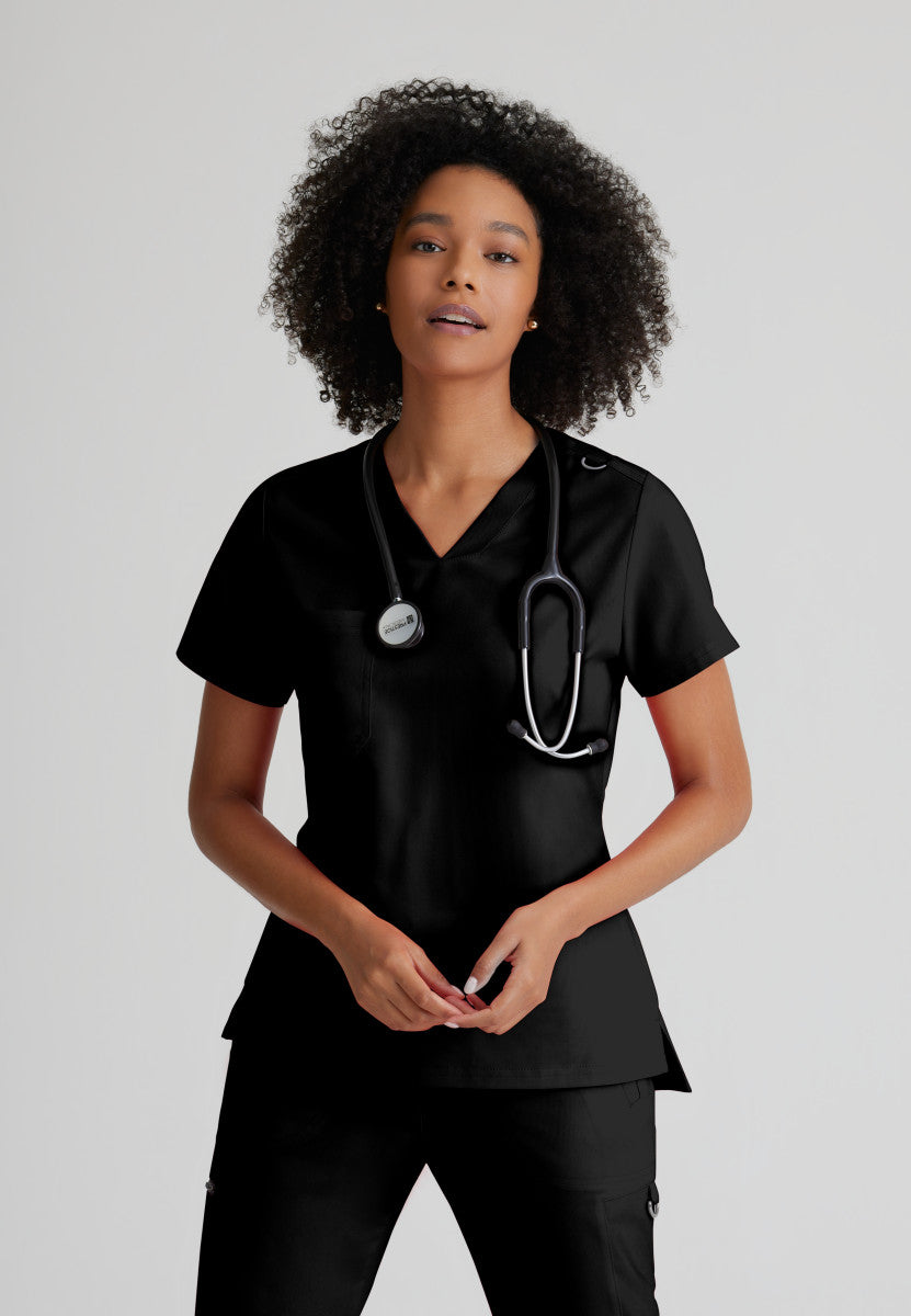 Greys Anatomy Stretch GVST028 Bree Scrub Top Black