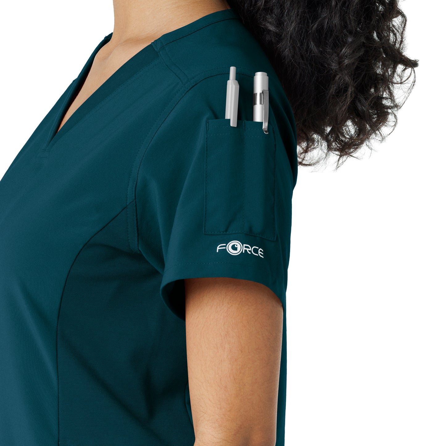 Force Cross-Flex C13310 Knit Panel Scrub Top Caribbean Model Image Alternate | Carhartt