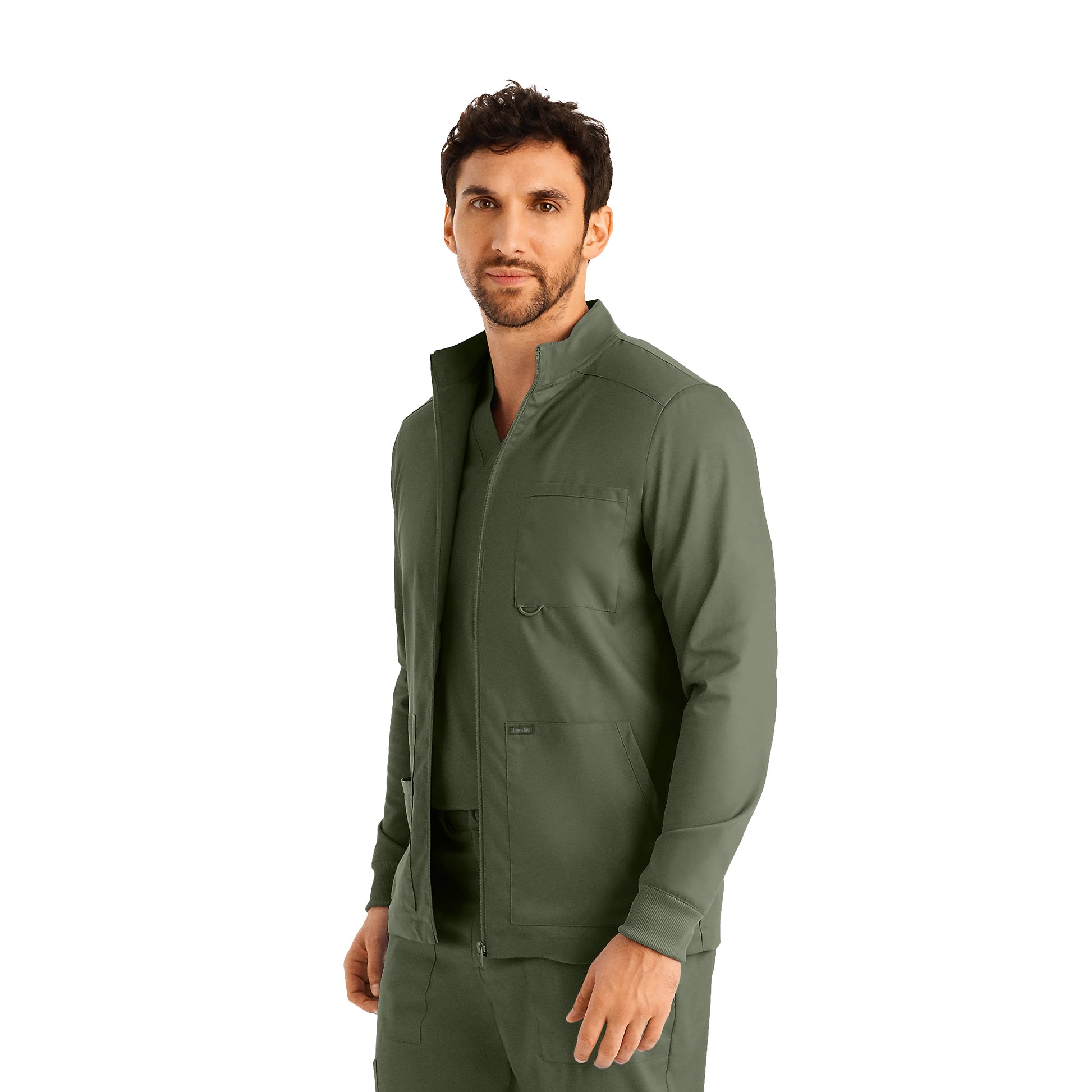 ProFlex LJ702 Men's 4 Pocket Scrub Jacket Olive Moss Image