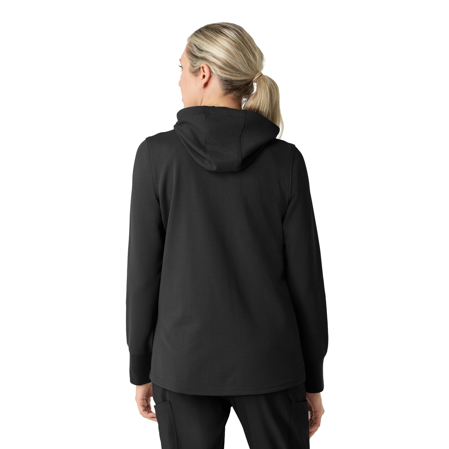 Layers C82008 Women's Full Zip Waffle Hoodie Black