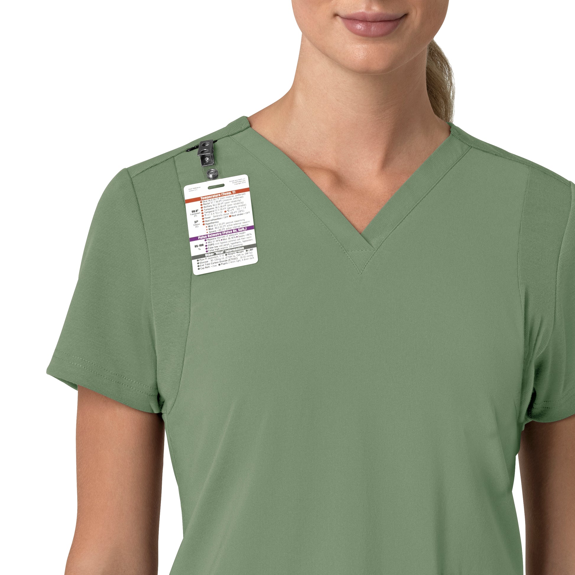 Force Cross-Flex C13210 Women's Flex Panel V-Neck Scrub Top Green Slate