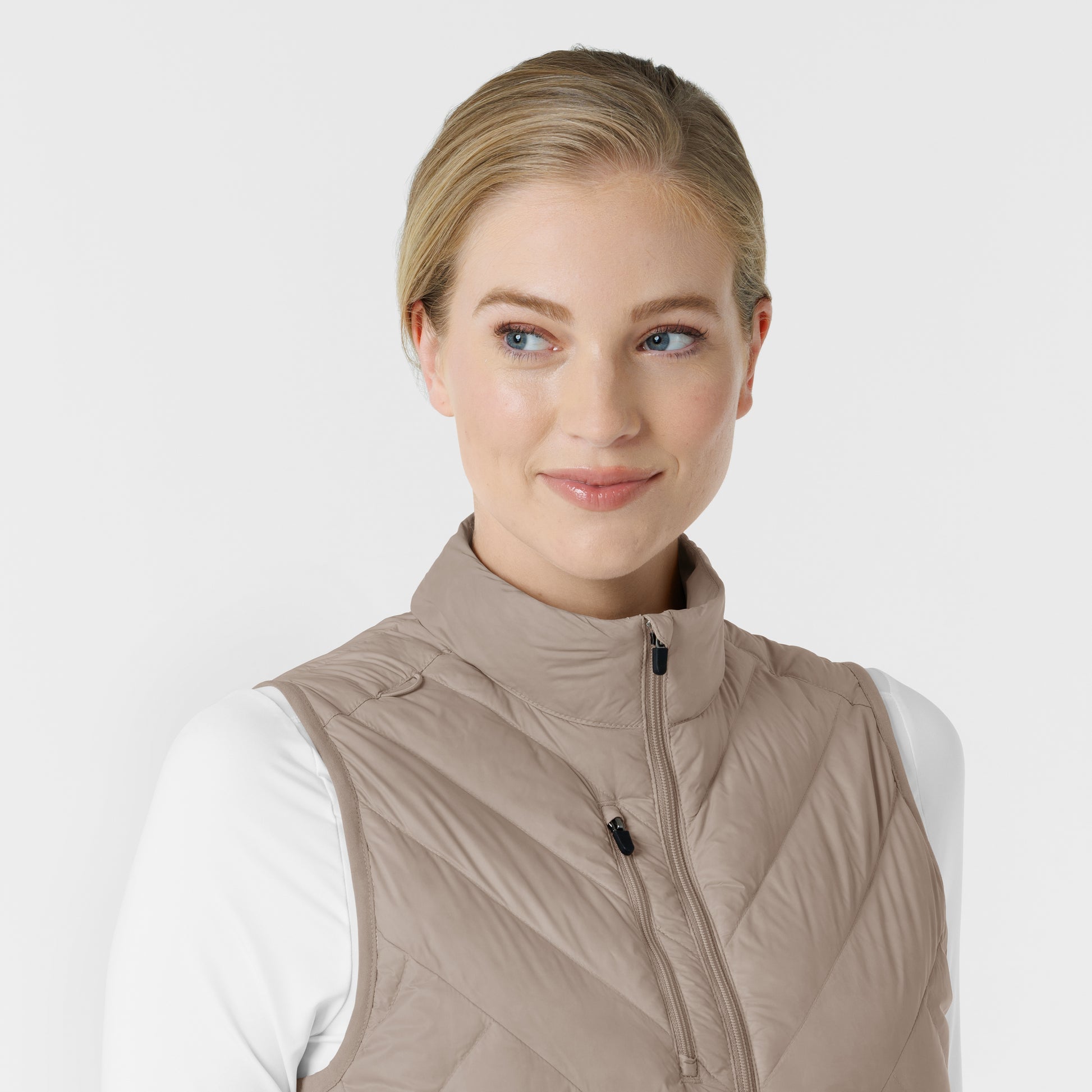 Layers 8277 Quilted Scrub Vest Haze Model Image Left Side | Wink