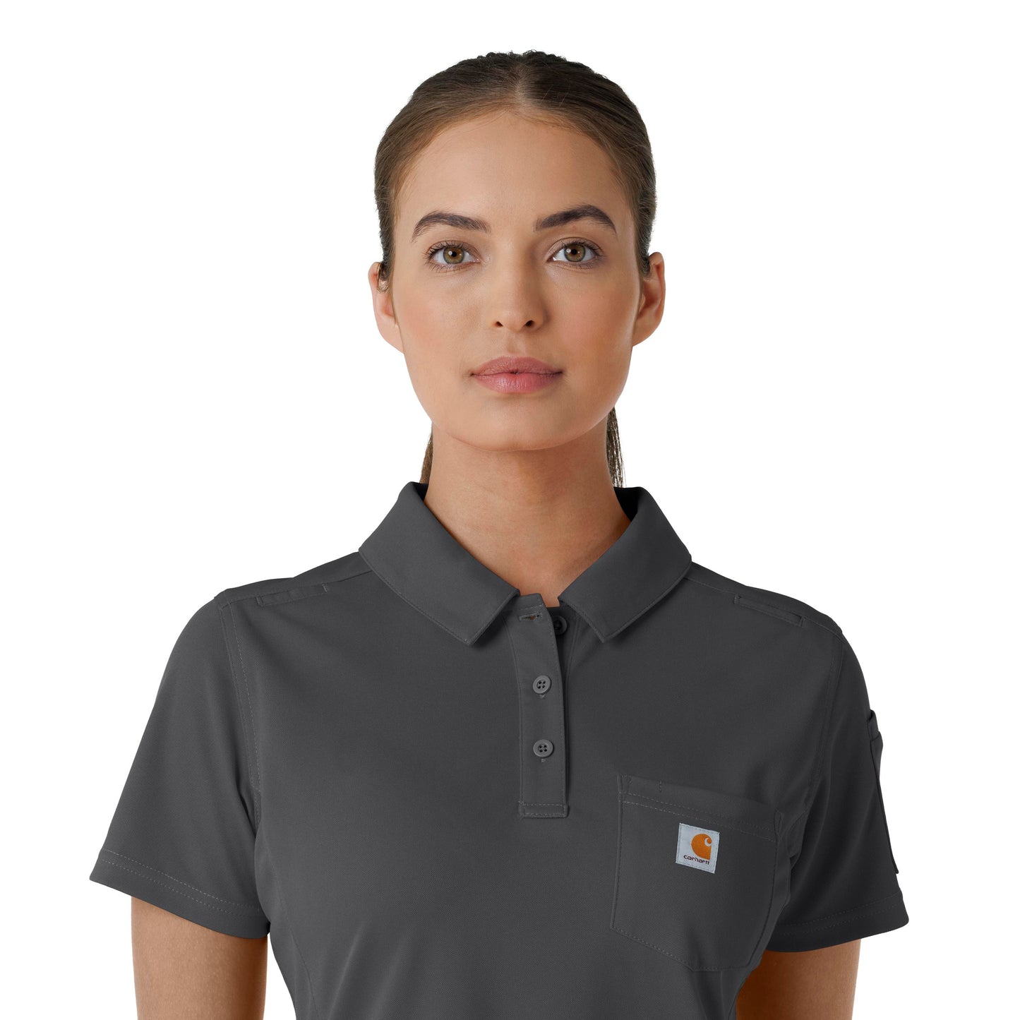 Rugged Flex C12119 Women's Lightweight Short Sleeve Polo Scrub Top Pewter