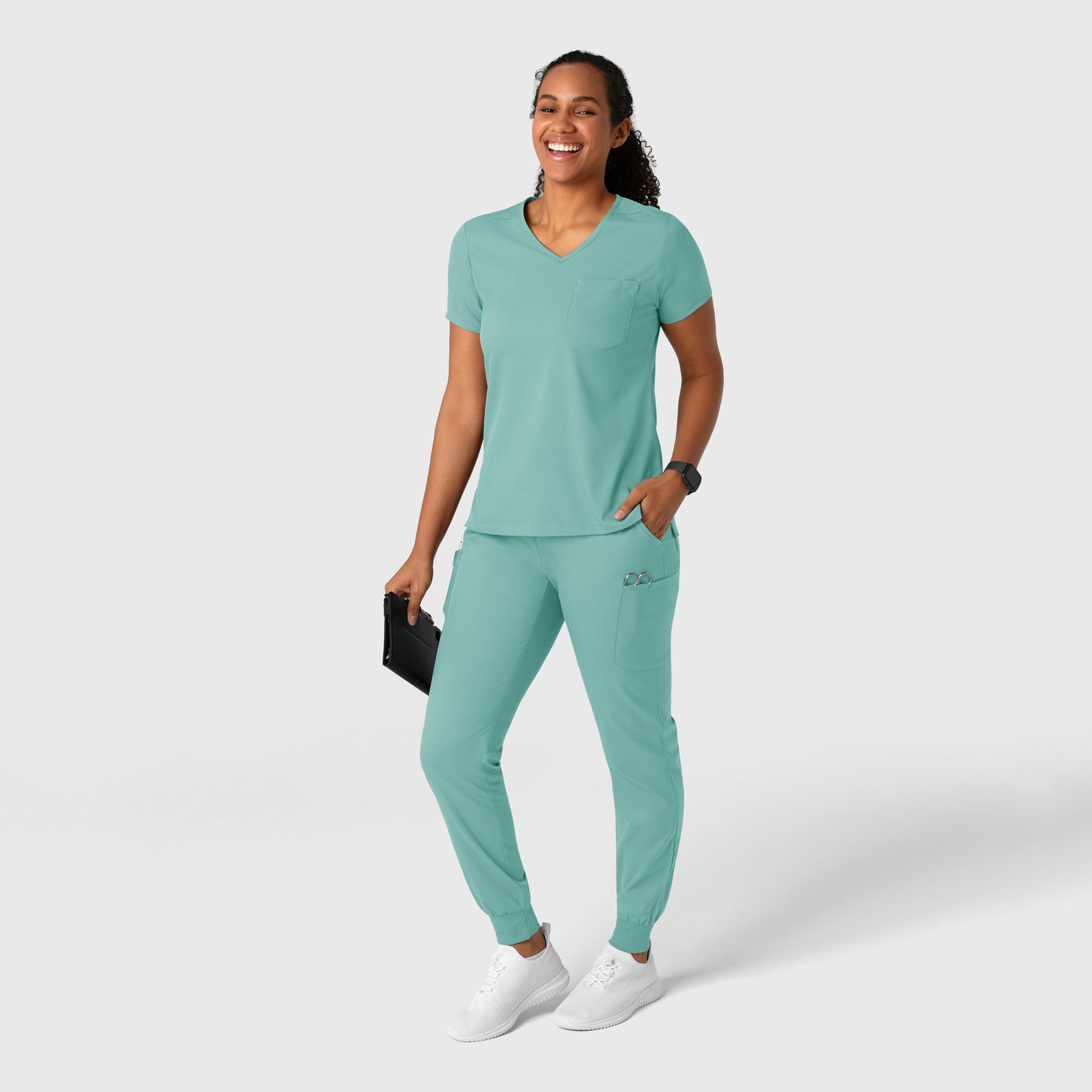 Boundless 5151 Jogger Scrub Pants Turquoise Model Image Alternate | Wink