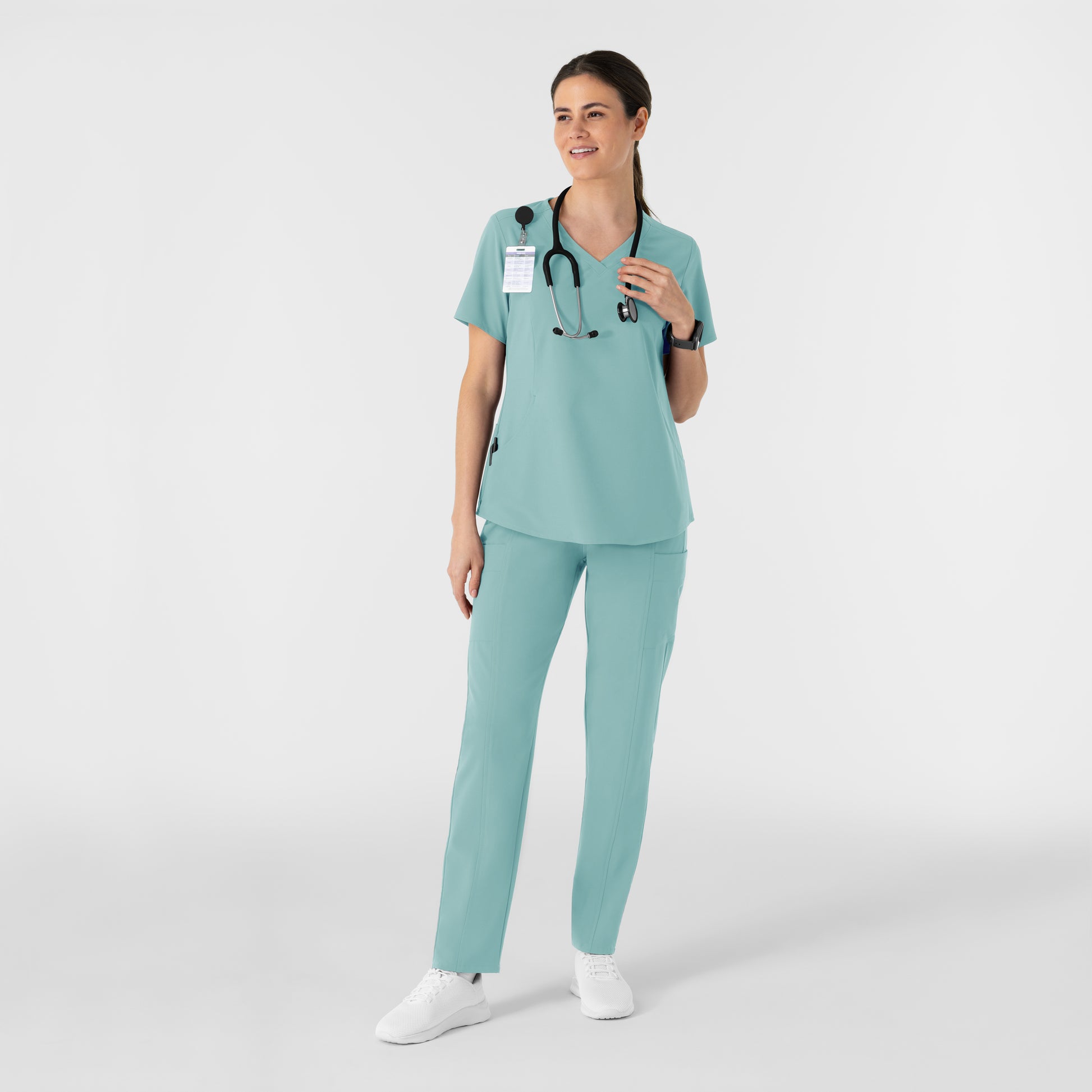 RENEW 6254 Women's V-Neck Scrub Top Coastal Blue