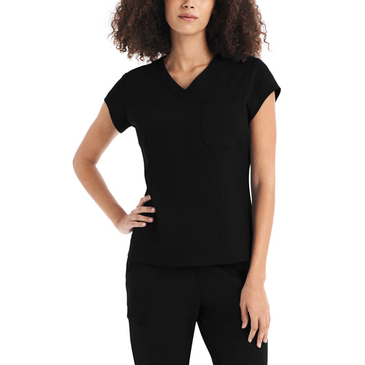 CRFT WT128 Women's 1 Pocket V Neck Scrub Top Black Image