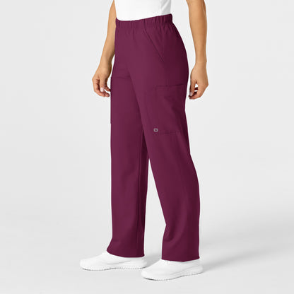 W123 5855 Unisex Multi-Cargo Scrub Pants Wine Model Image Right Side | Wink