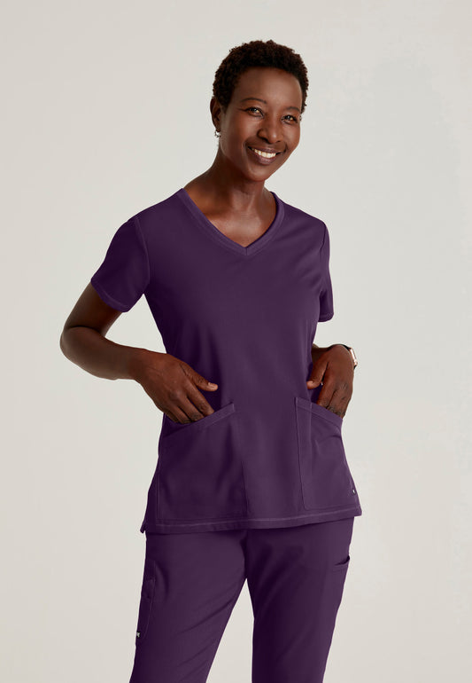 Greys Anatomy Stretch GRST045 Serena Scrub Top Eggplant