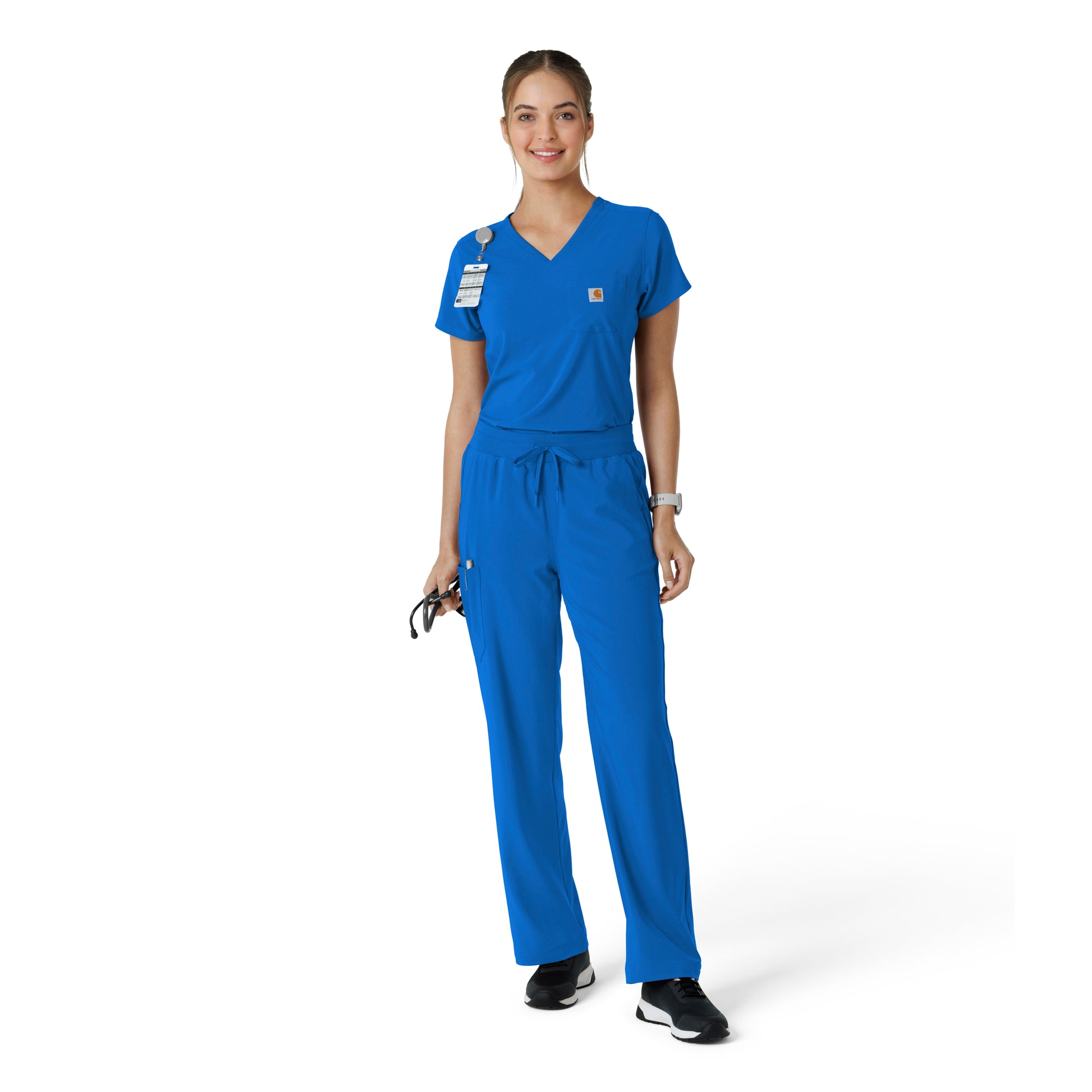 Force Cross-Flex C13410 Tuck-In Scrub Top Royal Model Image Front | Carhartt