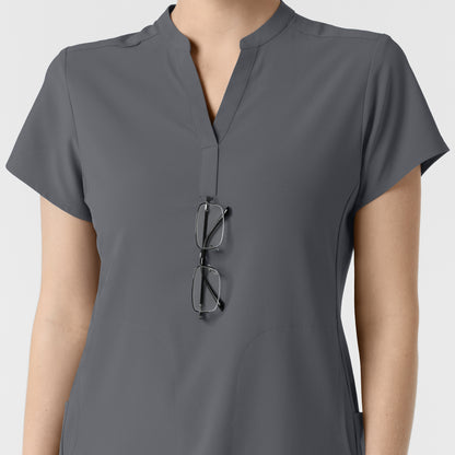 RENEW 6734 Mandarin Collar Scrub Top Pewter Model Image Alternate | Wink