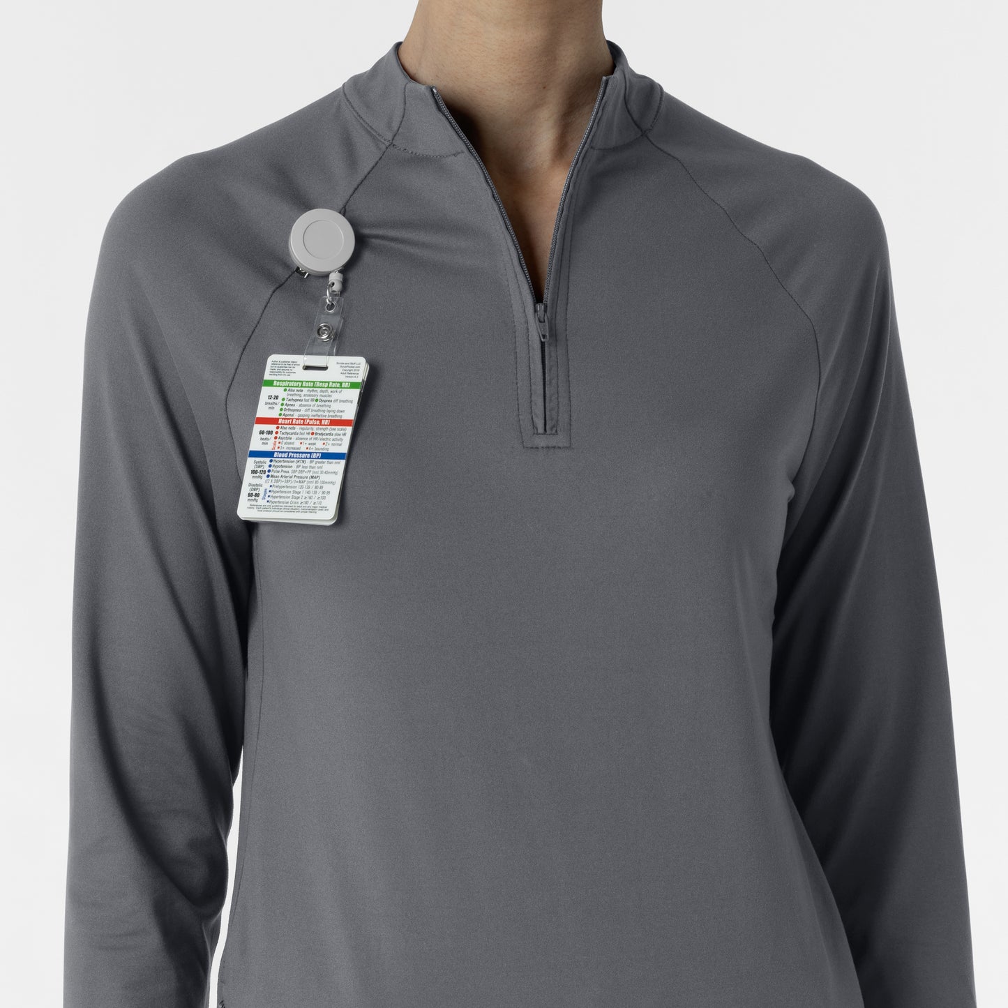 Layers 2239 Watch Window Quarter Zip Scrub Top Pewter Model Image Alternate | Wink