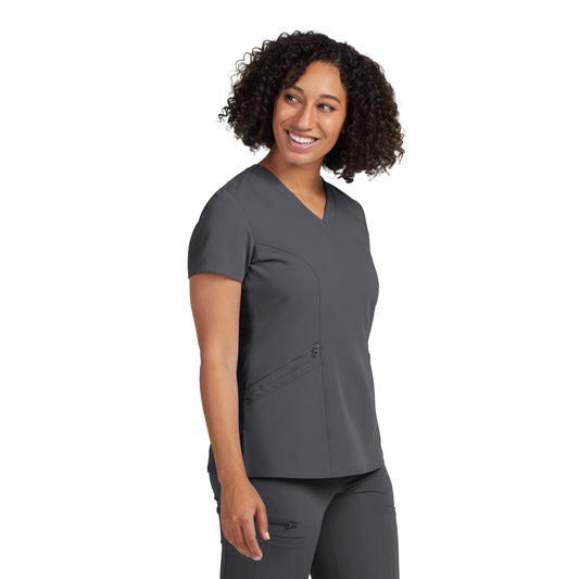 V-Tess WT134 Women's 3 Pocket V Neck Scrub Top Dark Pewter Image