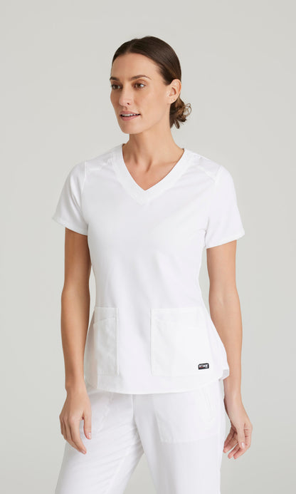 Grey's Anatomy Stretch GRST011 Emma Scrub Top White
