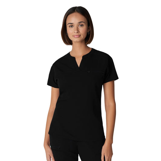 V-Tess WT114 Women's 1 Pocket V Neck Scrub Top Black Image