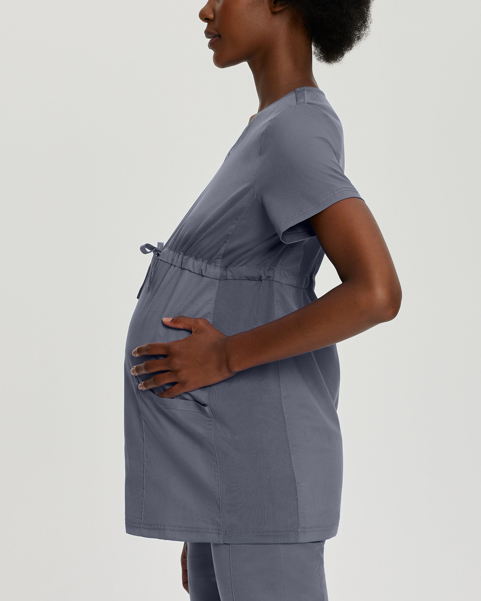 ProFlex 4399 Women's 3 Pocket V Neck Maternity Scrub Top Steel Image