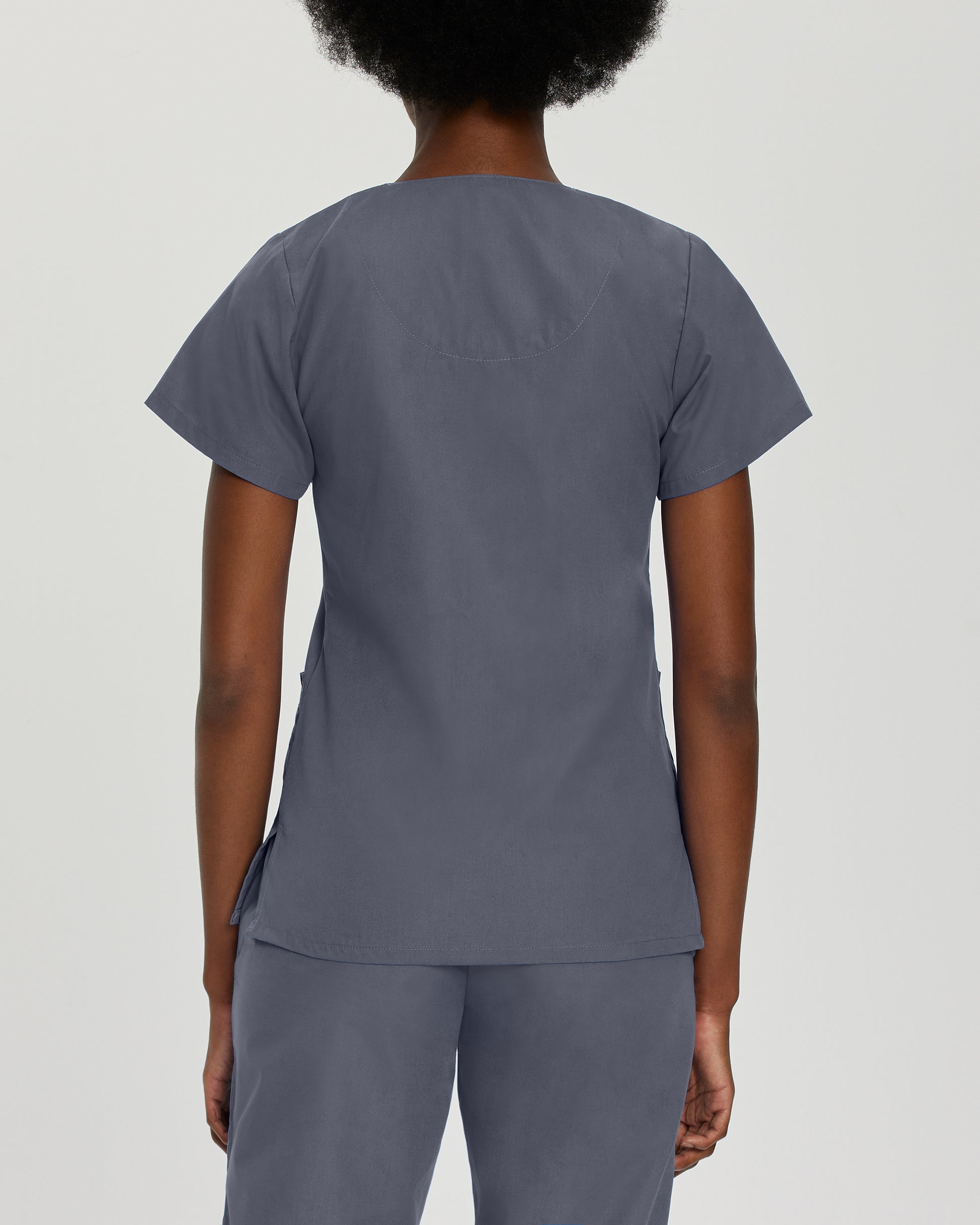 Essentials 8232 Women's 4 Pocket V Neck Scrub Top Steel Grey Image