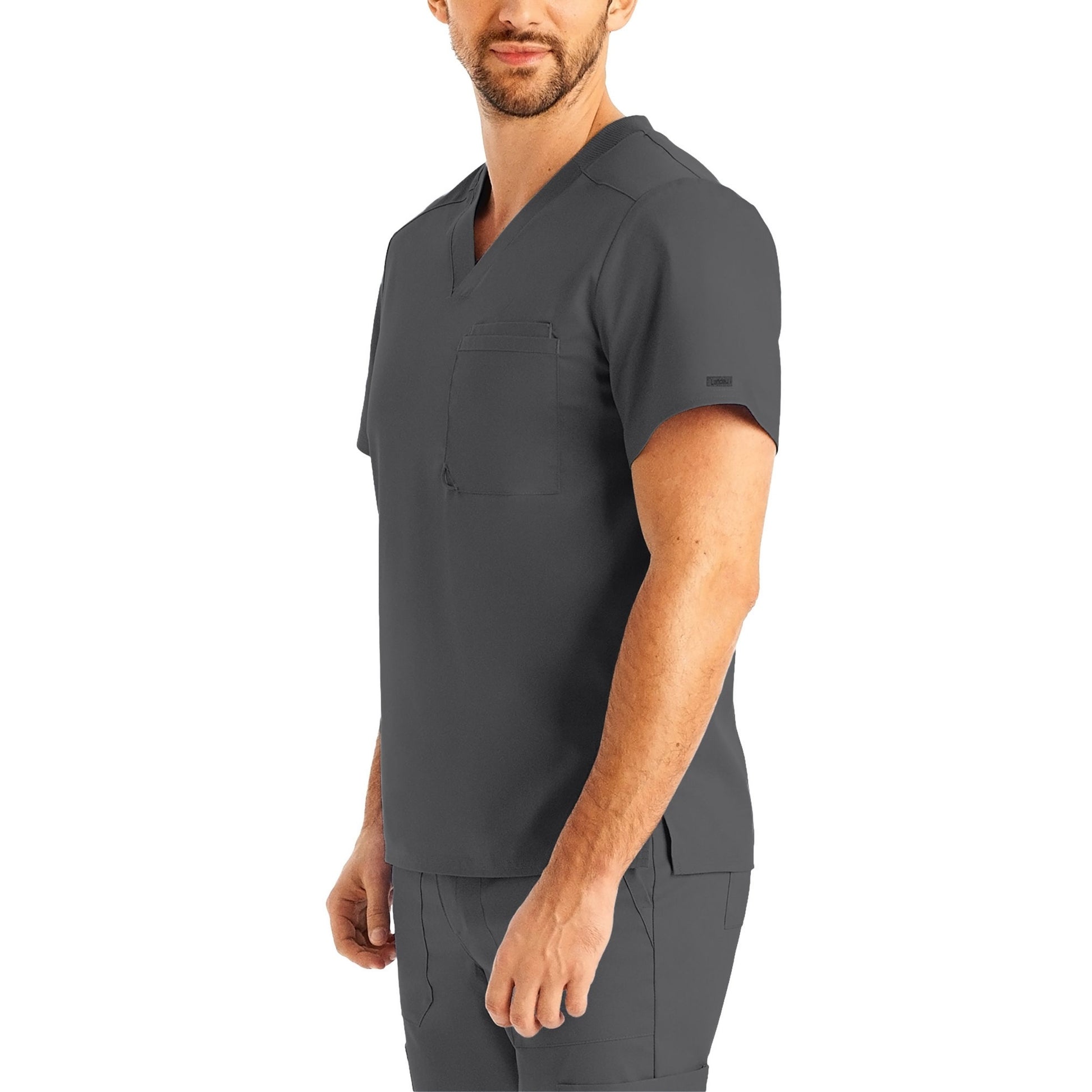 ProFlex LT108 Men's 2 Pocket V Neck Scrub Top Steel Image