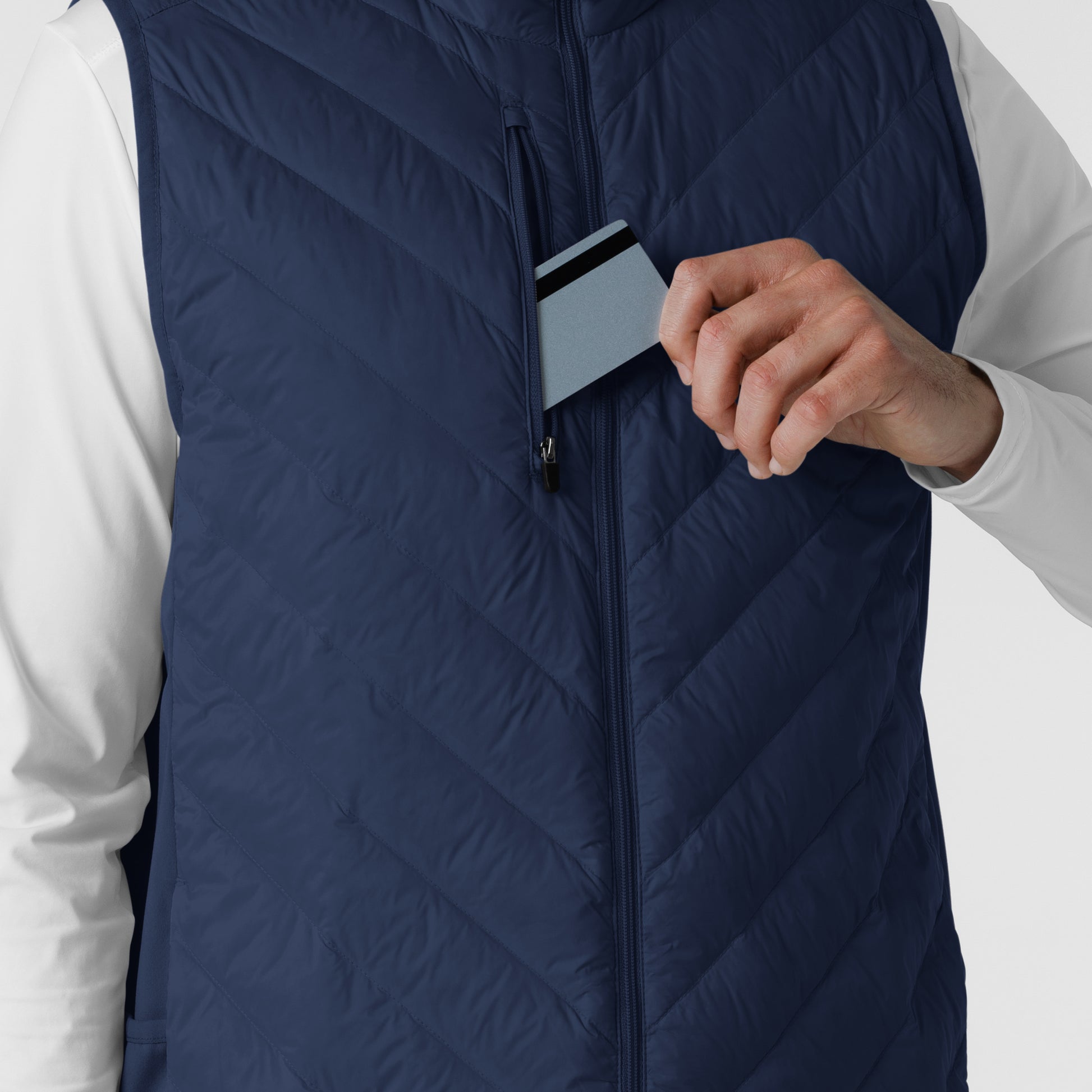 Layers 8377 Men's Quilted Scrub Vest Navy Model Image Alternate | Wink