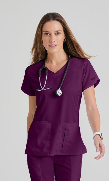 Grey's Anatomy 41423 Cora Scrub Top Wine