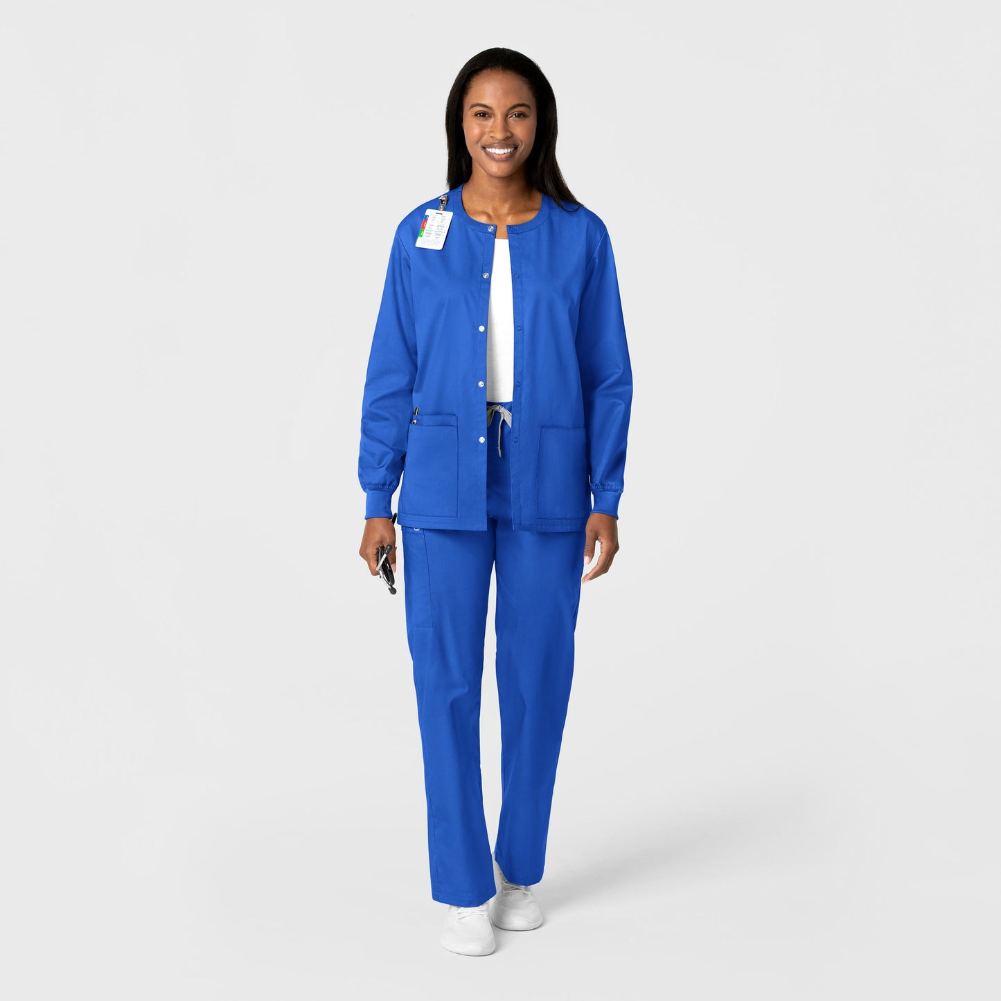 WonderWORK 800 Unisex Snap Front Jacket Royal Model Image Alternate | Wink