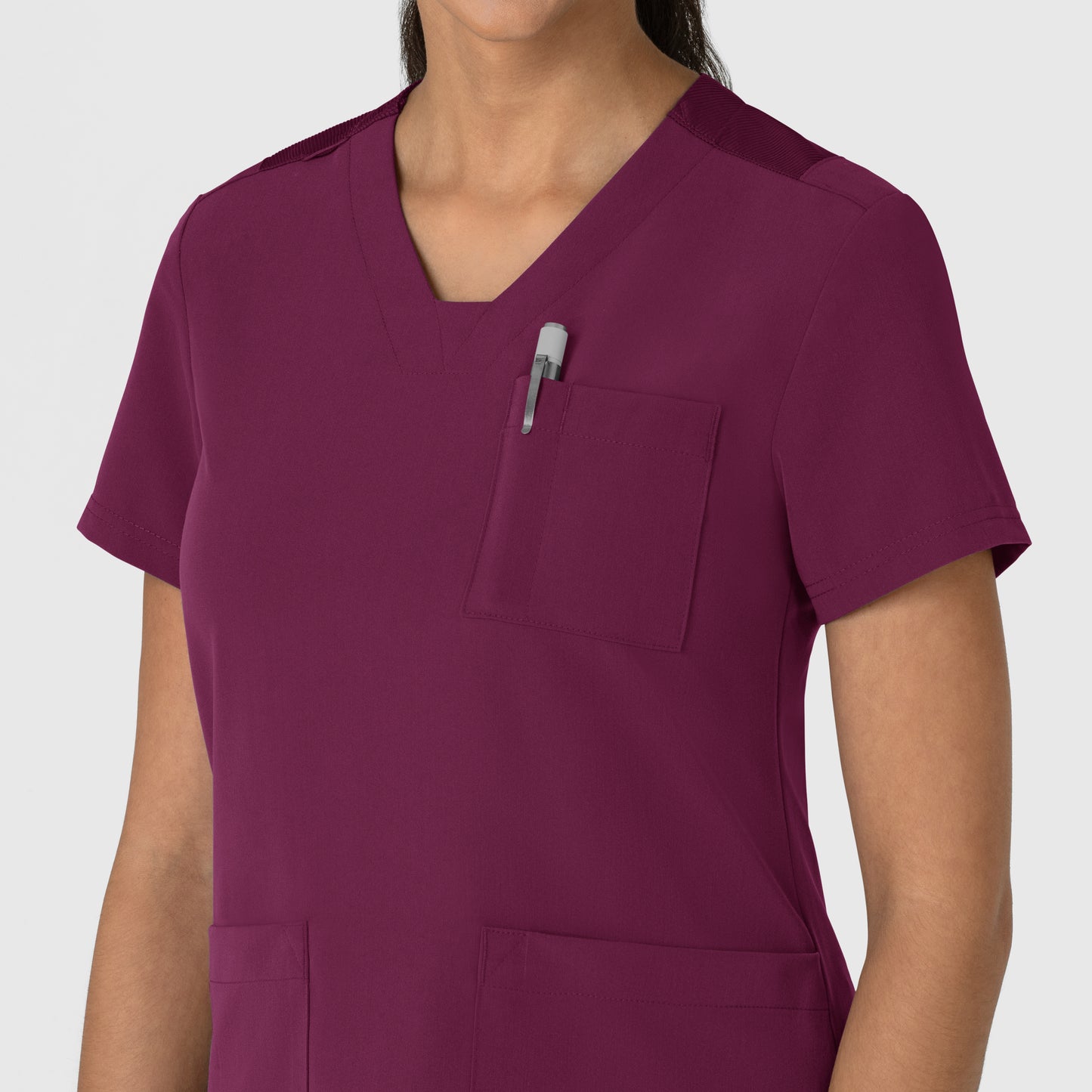 Nova 6132 Flex-n-Reach V-Neck Scrub Top Wine Model Image Alternate | Wink