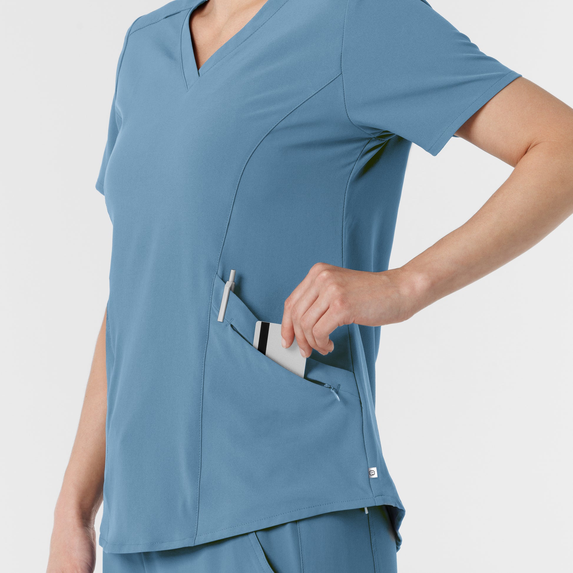 RENEW 6134 Women's V-Neck Scrub Top Pacific Blue