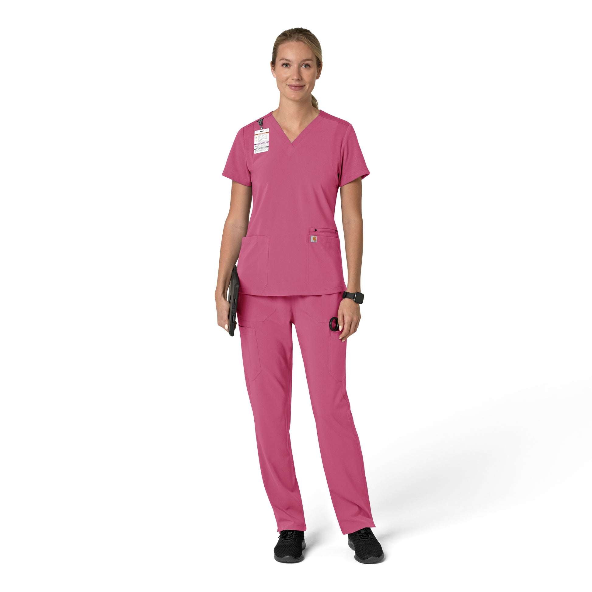 Force Cross-Flex C13210 Women's Flex Panel V-Neck Scrub Top Electric Fuschia