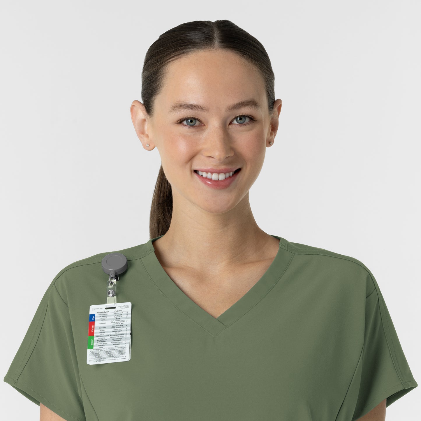 RENEW 6154 Women's V-Neck Tunic Scrub Top Olive