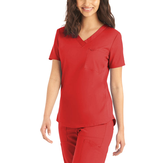 ProFlex LT107 Women's 2 Pocket V Neck Scrub Top True Red Image