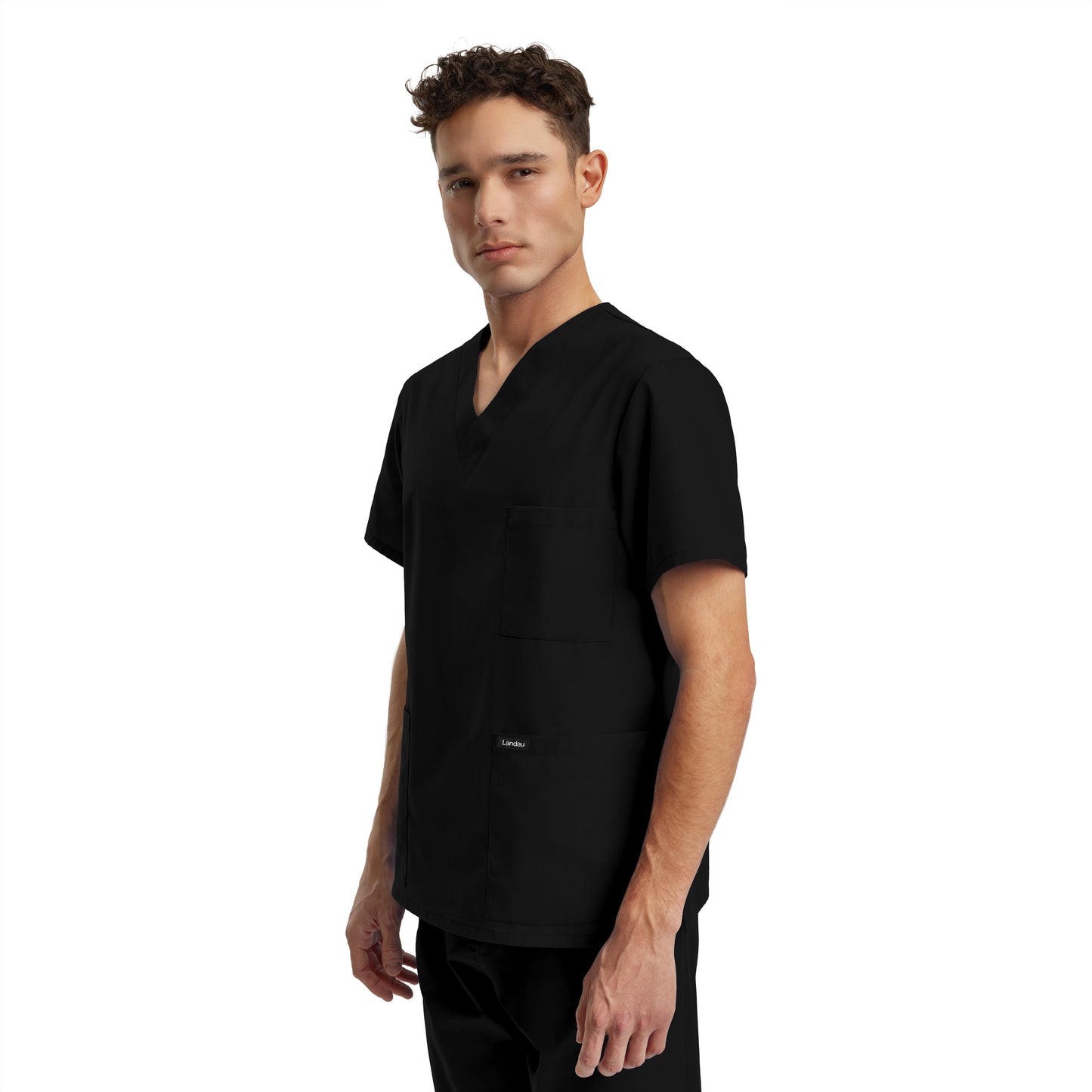 Essentials LT121 Unisex 3 Pocket V Neck Scrub Top Black Image