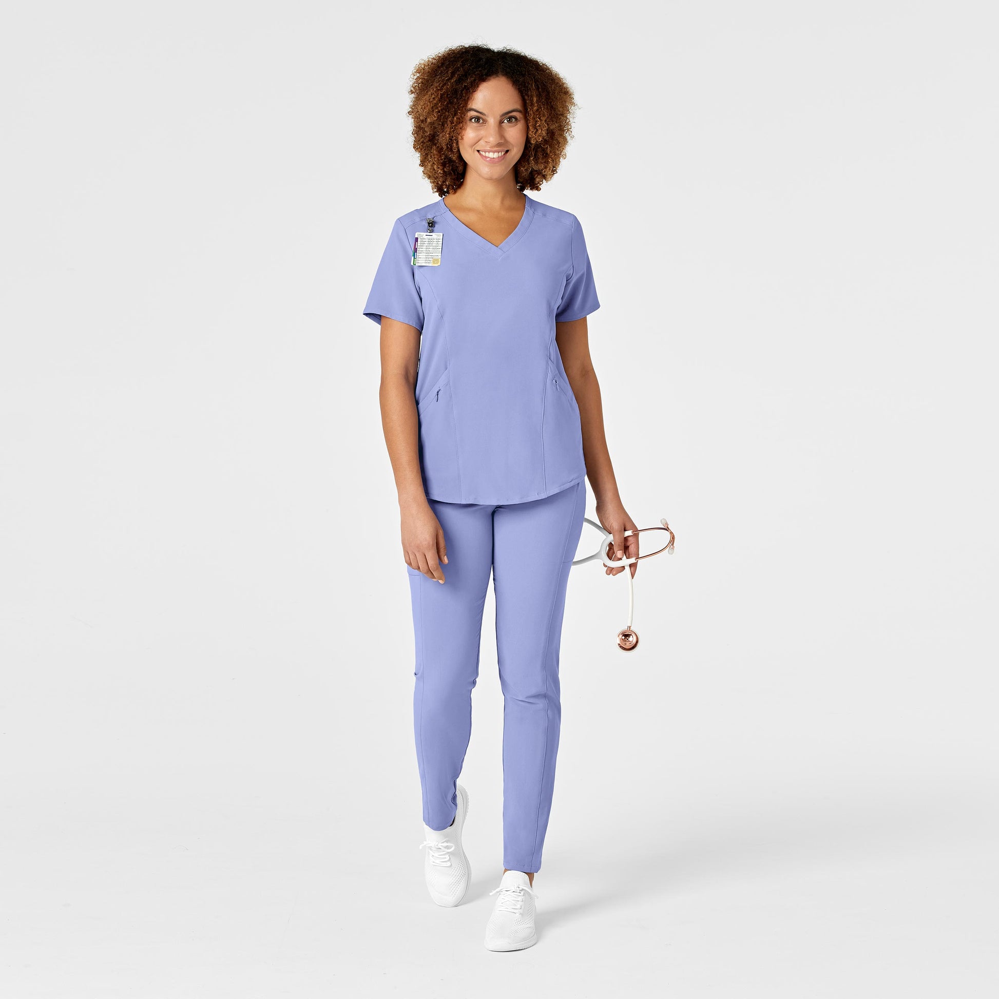 RENEW 6134 V-Neck Scrub Top Ceil Blue Model Image Alternate | Wink