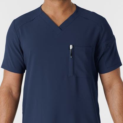 RENEW 6834 Men's V-Neck 5 Pocket Scrub Top Navy Model Image Alternate | Wink