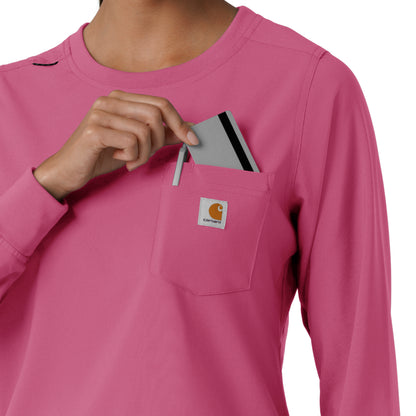 Force Cross-Flex C13610 Women's Crew Neck Long Sleeve Scrub Top Electric Fuschia