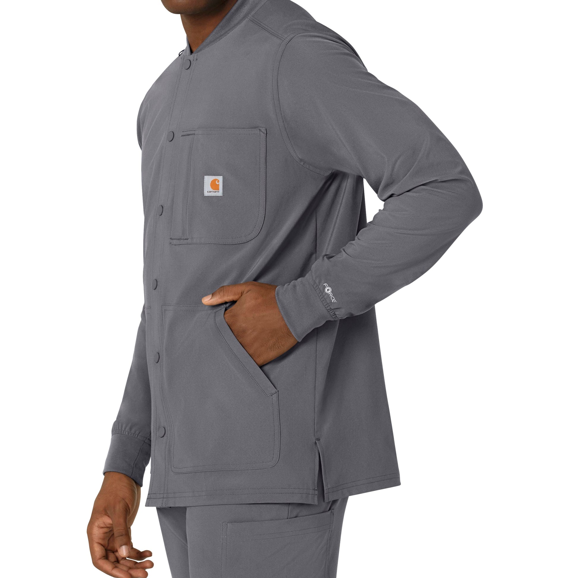 Force Cross-Flex C86210 Men's Shirt Jacket Pewter Model Image Alternate | Carhartt