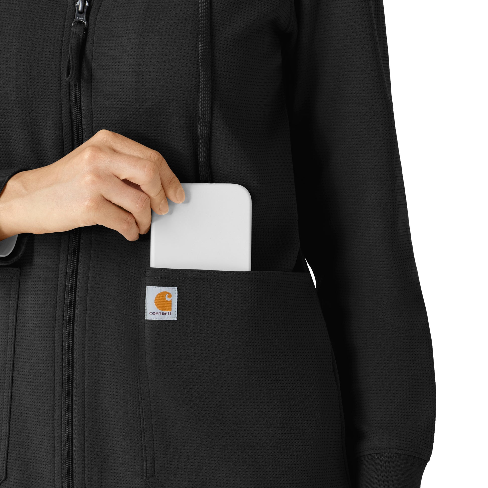 Layers C82008 Women's Full Zip Waffle Hoodie Black